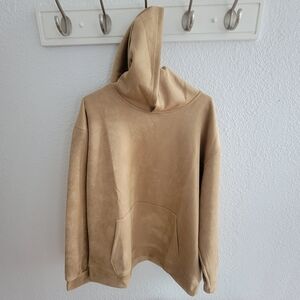 Brand new faux suede drop-sleeve hoodie